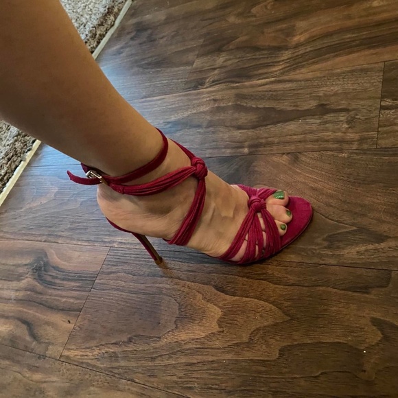 Kurt Geiger Suede Knot Ankle Wrap Open Toe Heels - Picture 9 of 12